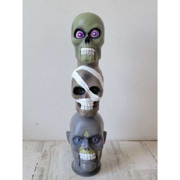 Gemmy Skull Trio singers "Shout" AS IS Halloween animated prop decor - Picture 5 of 12
